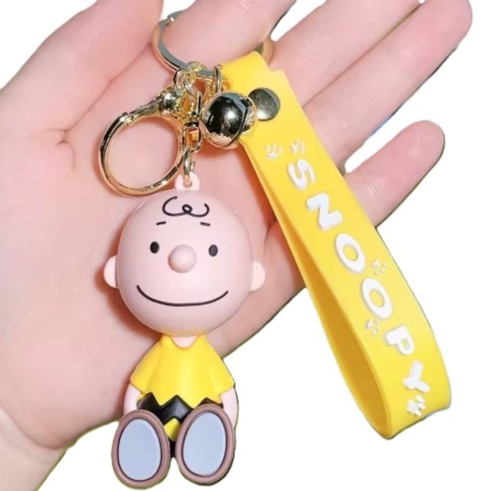 Charlie Brown Figure Keychain with Snoopy Strap Cute Bag Charm